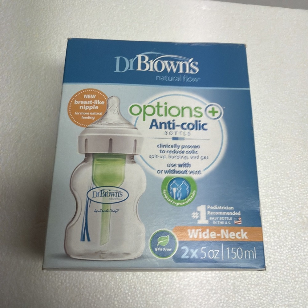 NEW Dr browns Options+ anti-colic 2 bottle set 5oz wide neck